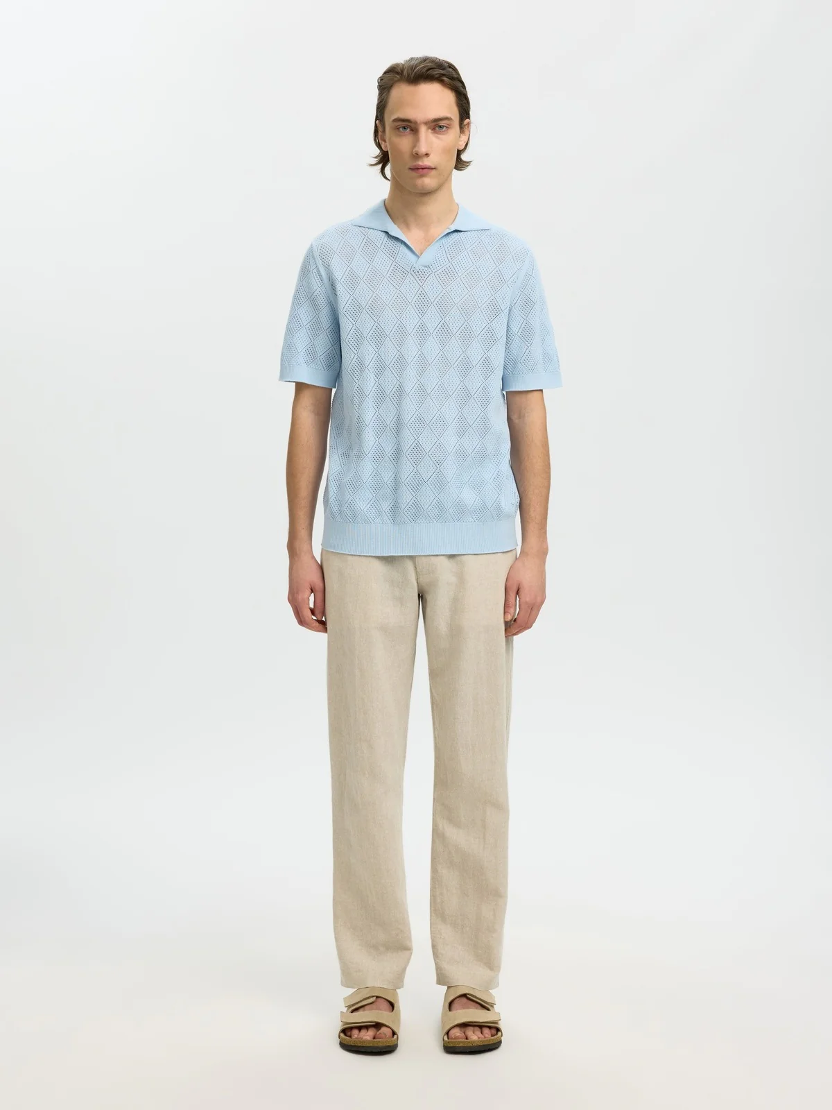 Arco knit polo skjorte - cashmere blue - Image 3