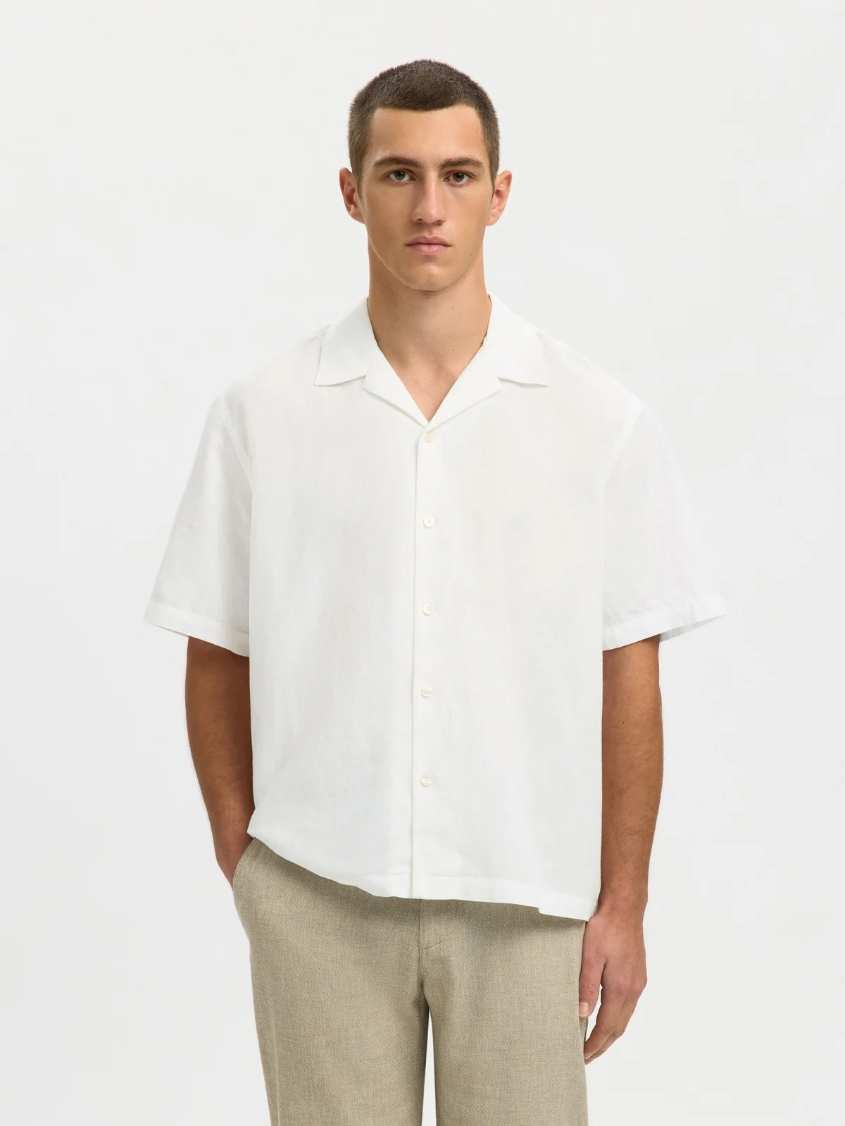 Casper clay lin skjorte - bright white - Image 2