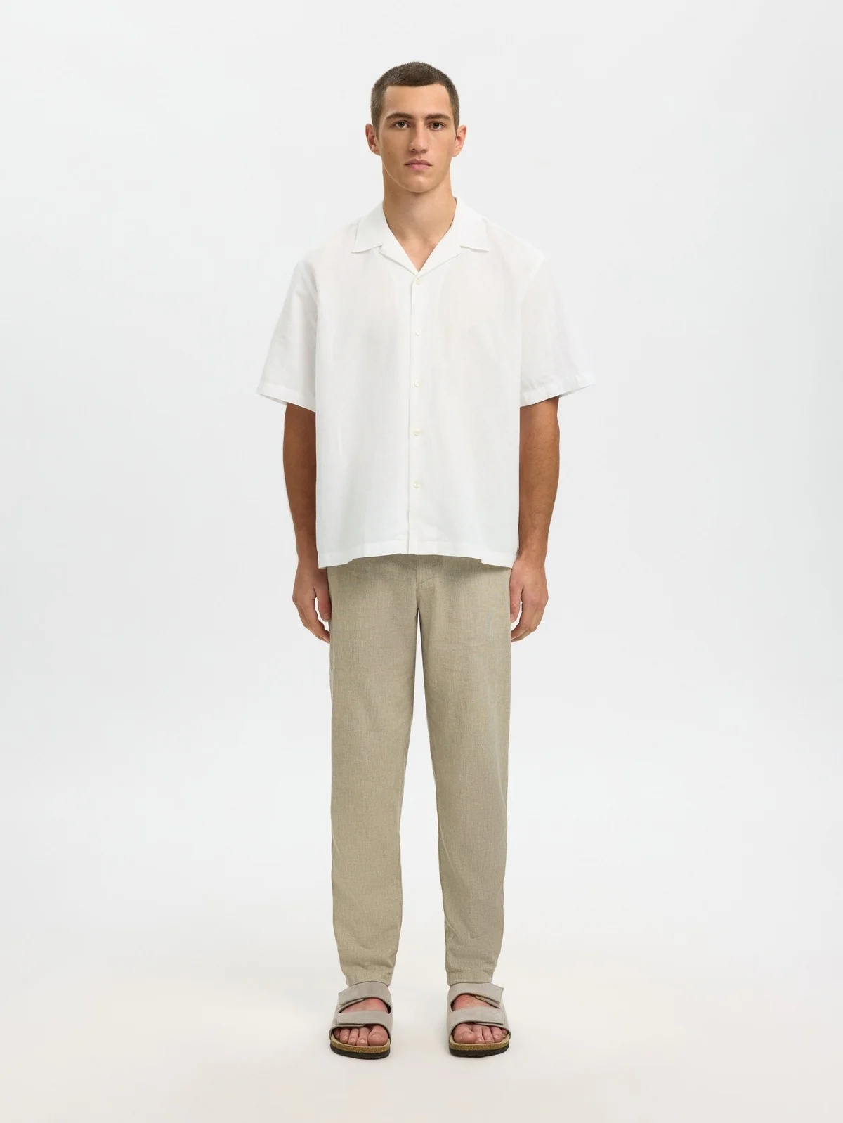 Casper clay lin skjorte - bright white - Image 3