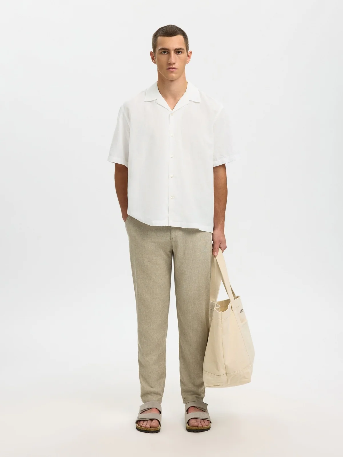 Casper clay lin skjorte - bright white - Image 6
