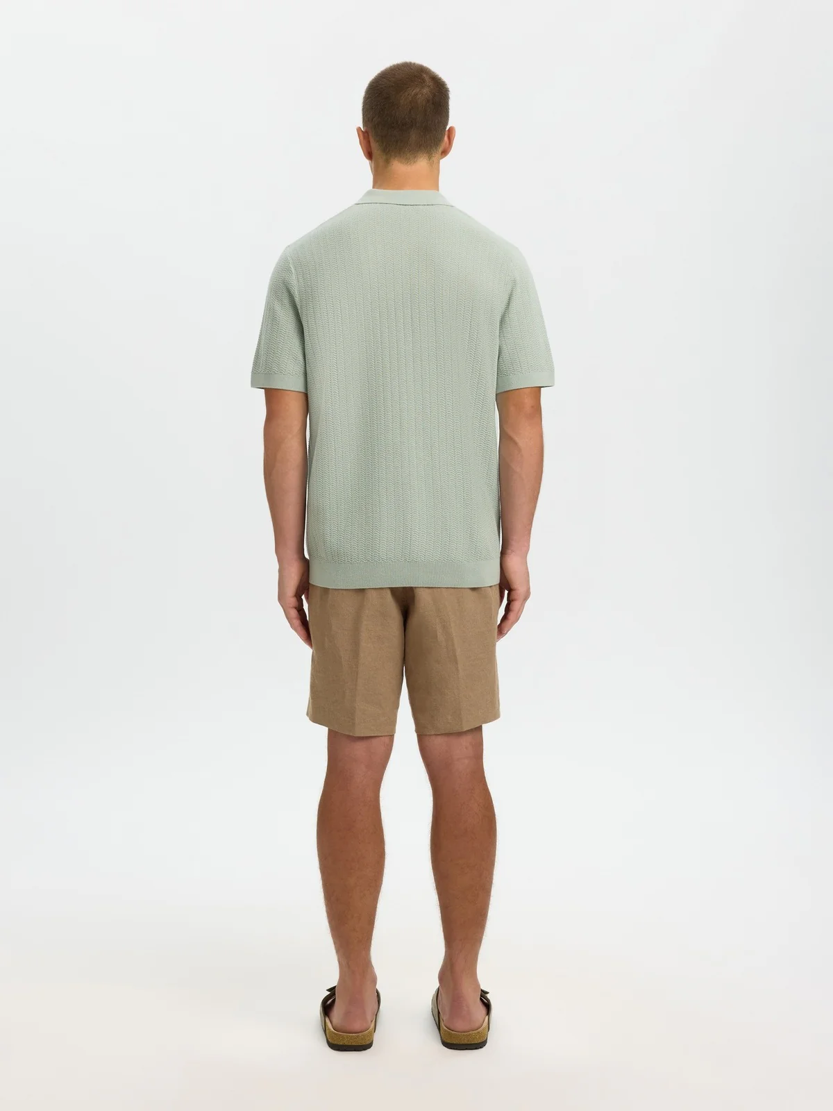 Crane knit structure polo t-skjorte - aqua gray - Image 3