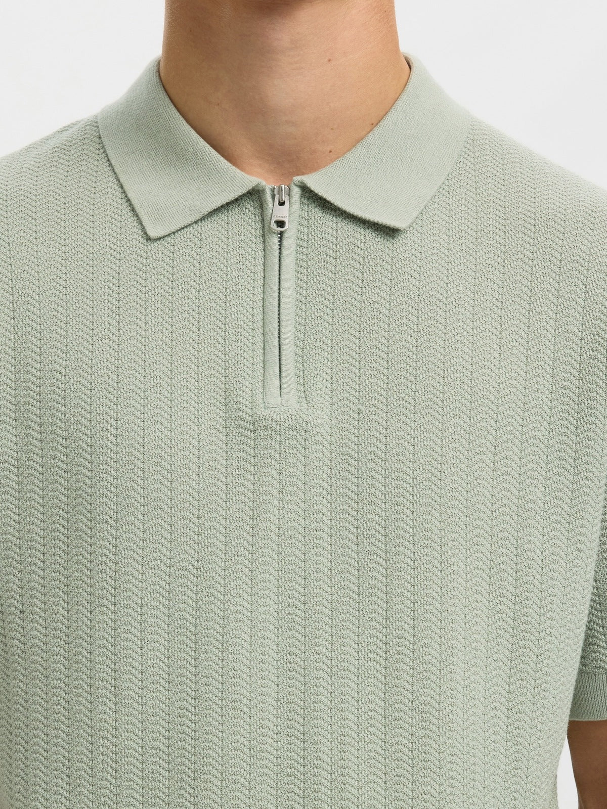 Crane knit structure polo t-skjorte - aqua gray - Image 4