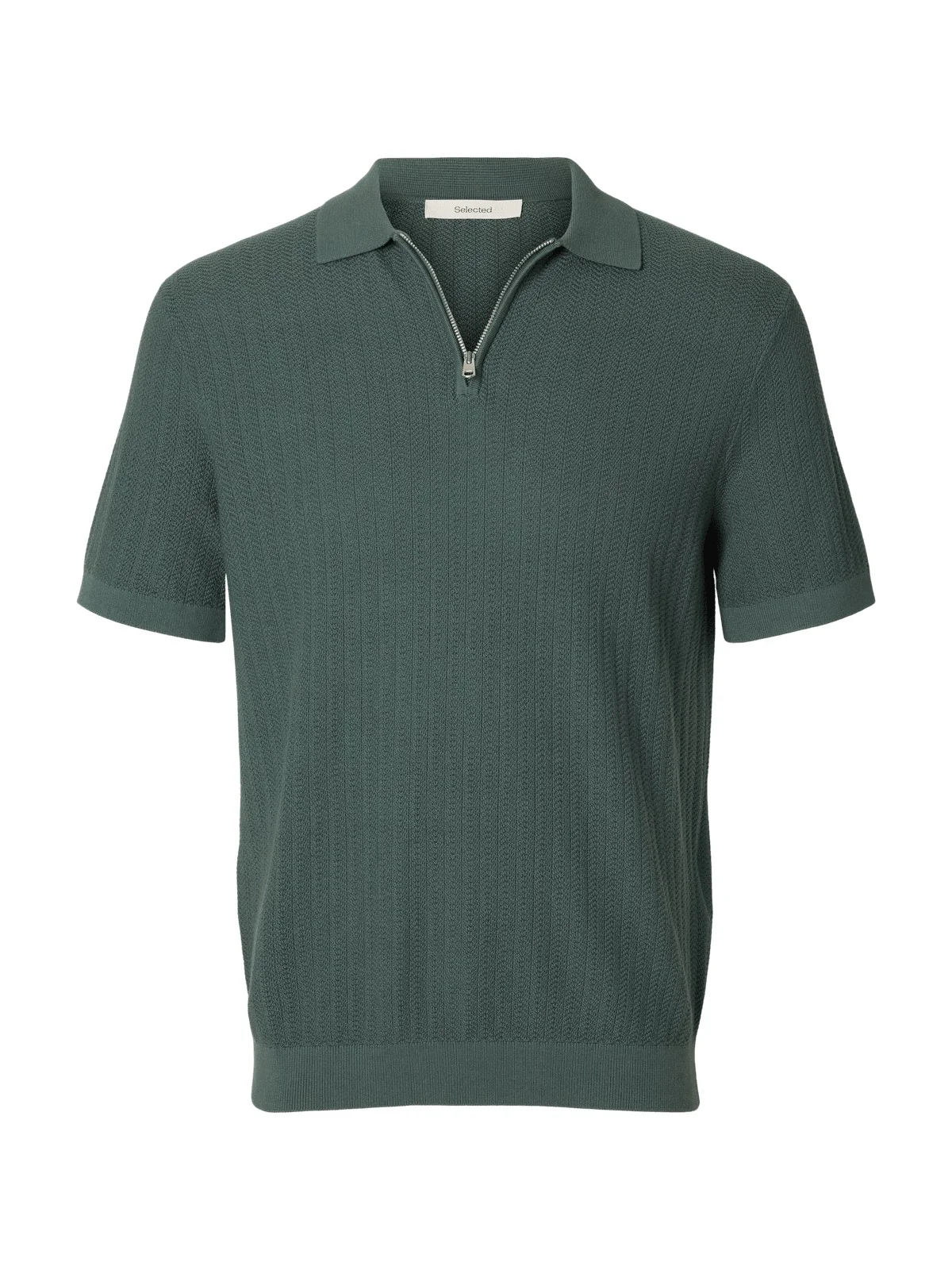 Crane knit structure polo t-skjorte - balsam green