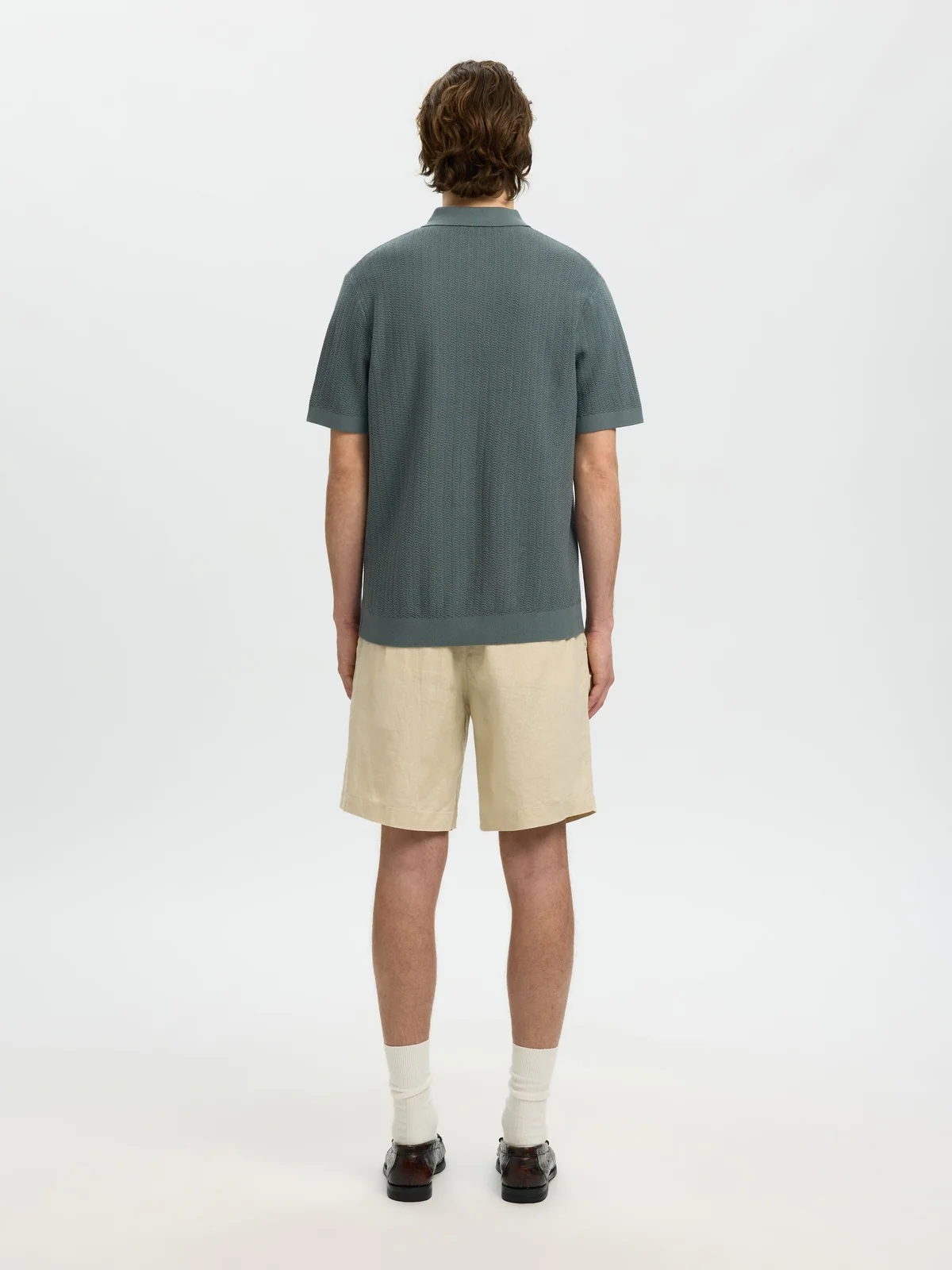 Crane knit structure polo t-skjorte - balsam green - Image 3