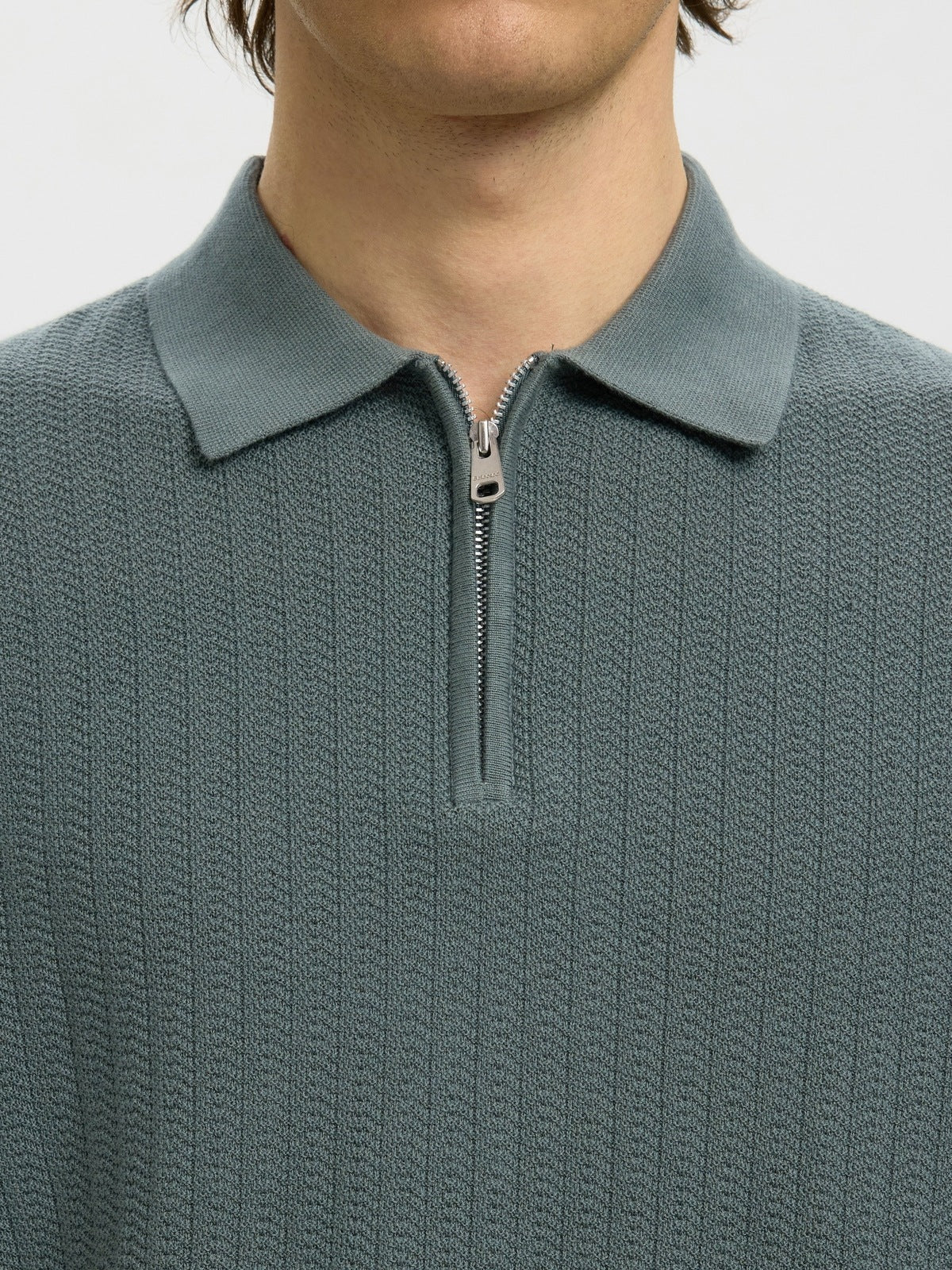 Crane knit structure polo t-skjorte - balsam green - Image 5