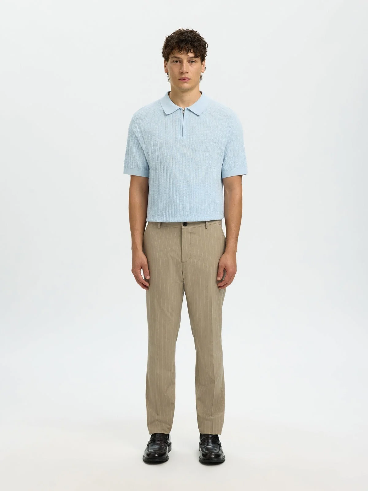 Crane knit structure polo t-skjorte - skyway - Image 5