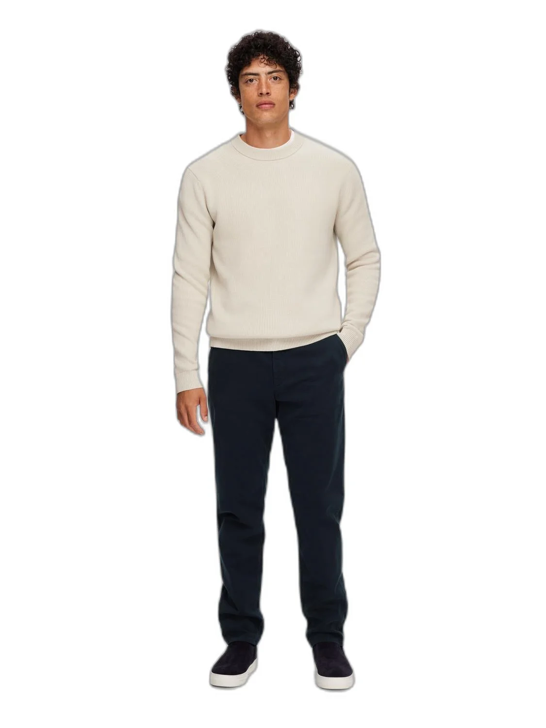 Dane knit structure crew neck - oatmeal - Image 2