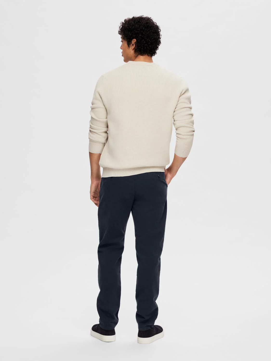 Dane knit structure crew neck - oatmeal - Image 4