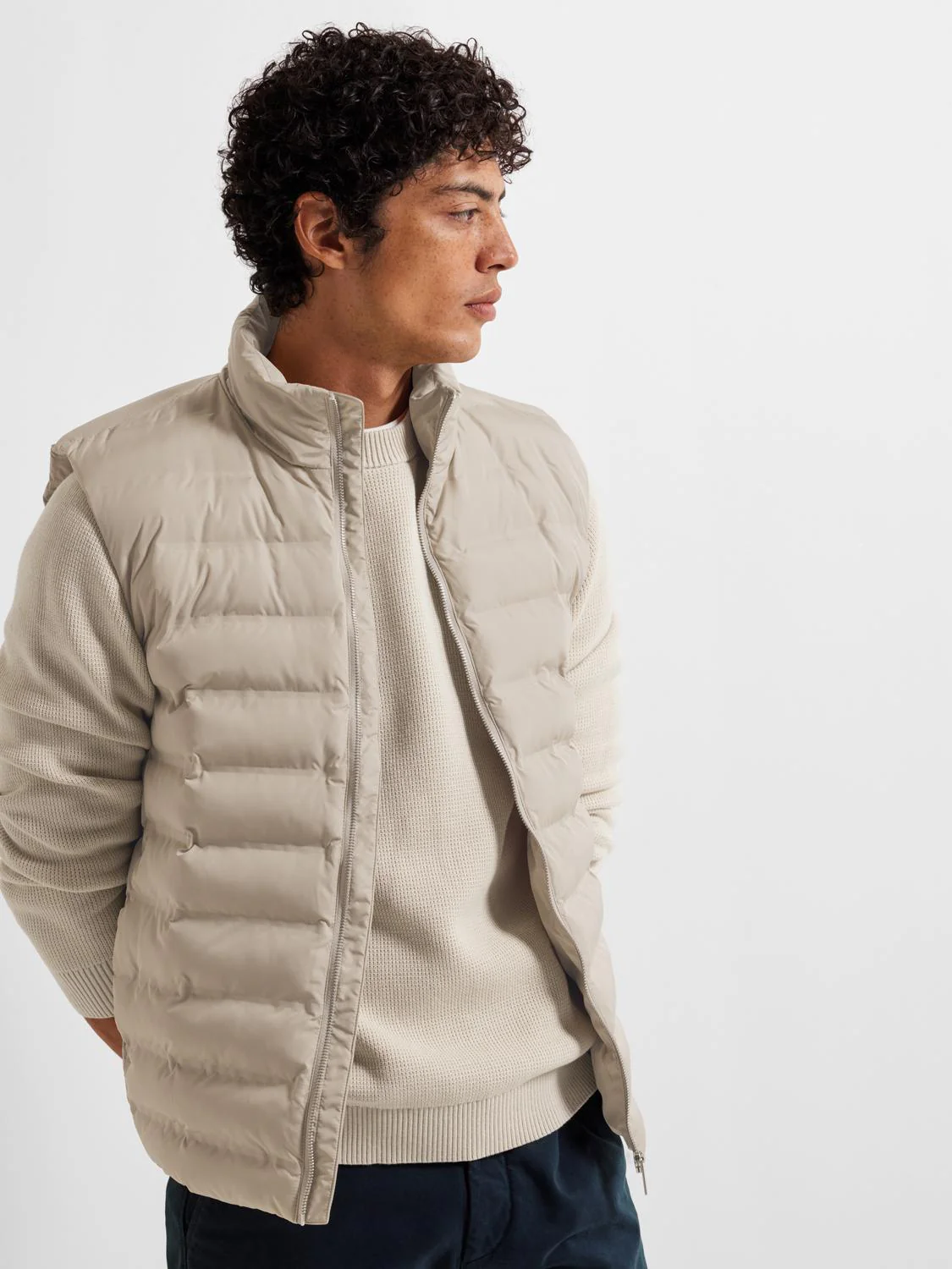 Dane knit structure crew neck - oatmeal - Image 6