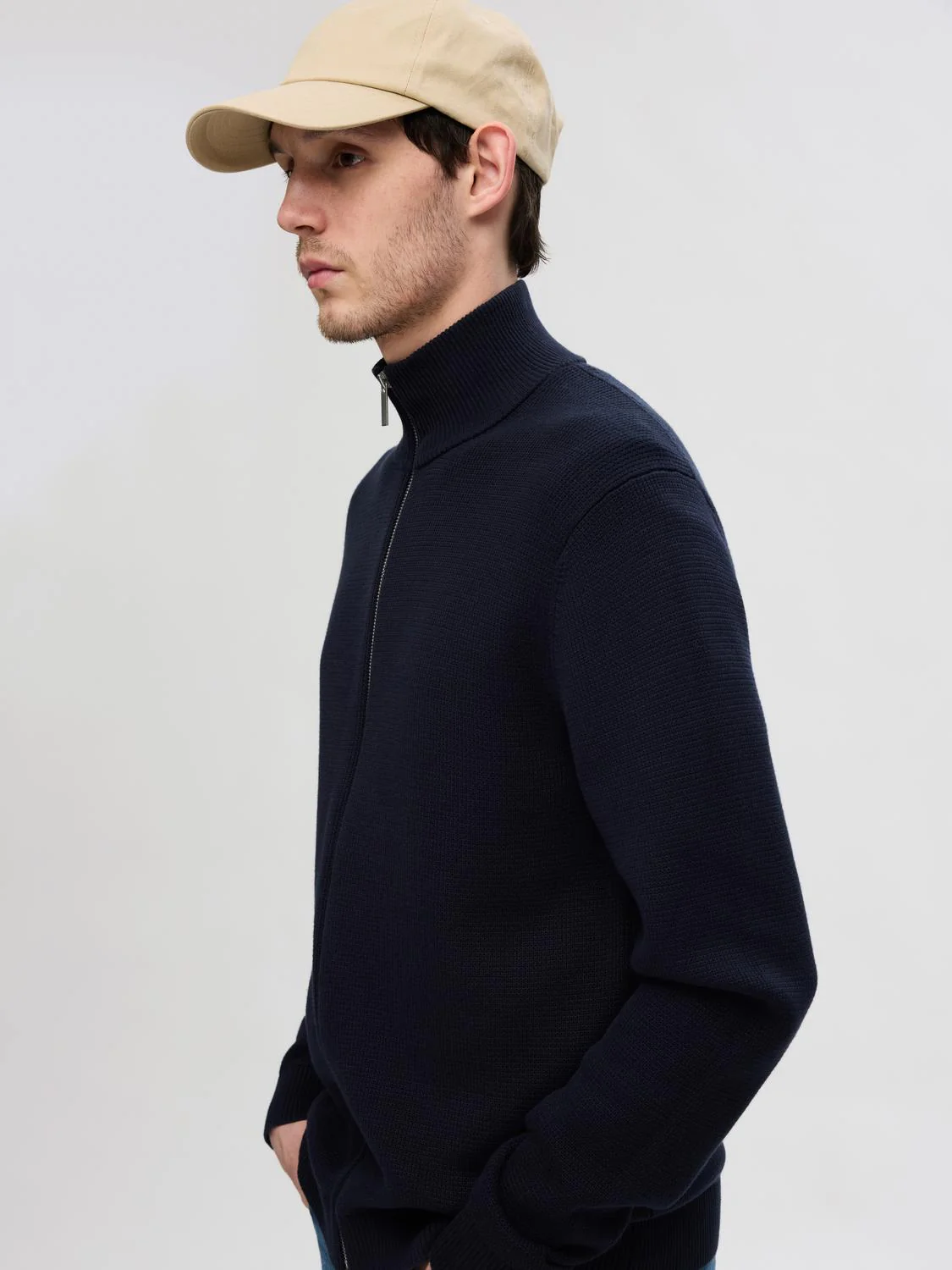 Dane knit structure zip jakke - sky captain - Image 6