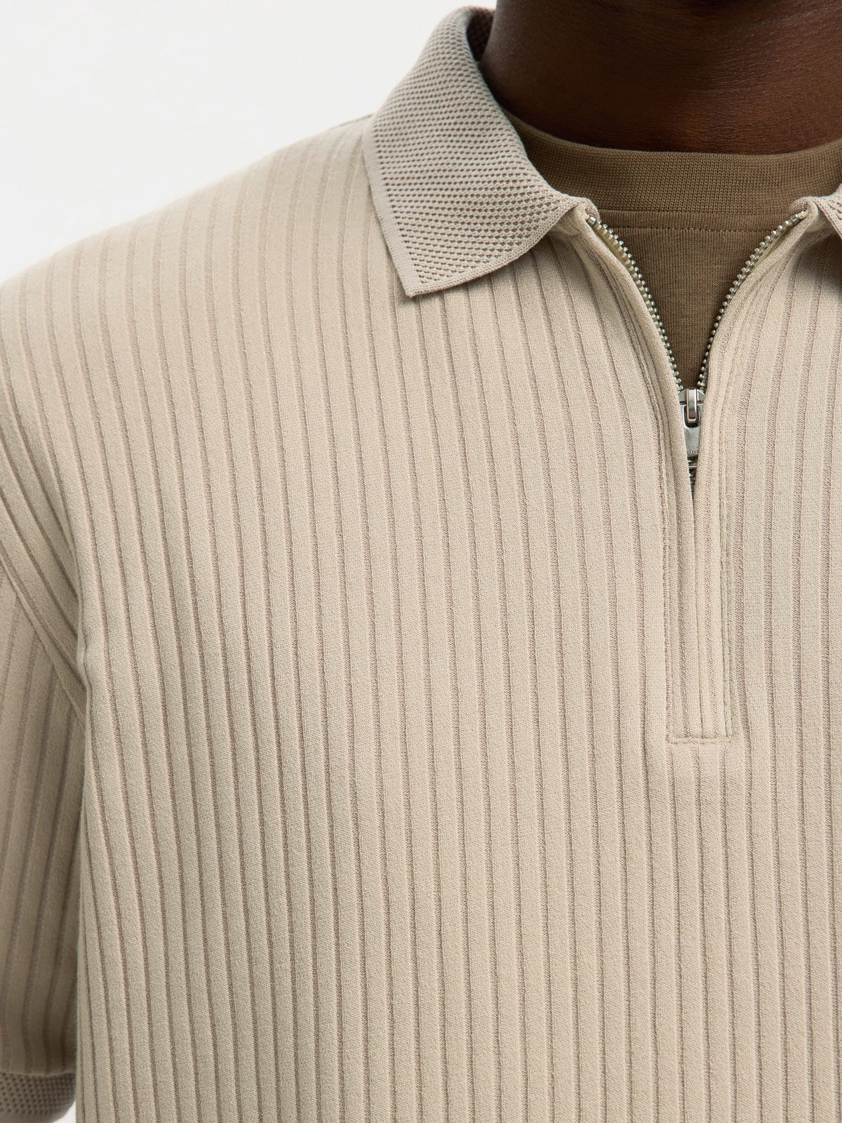 Fave structure polo t-skjorte - oatmeal - Image 3