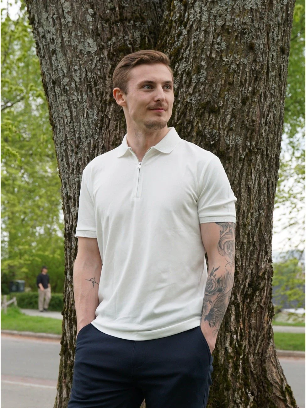 Fave zip polo - cloud dancer - Image 3