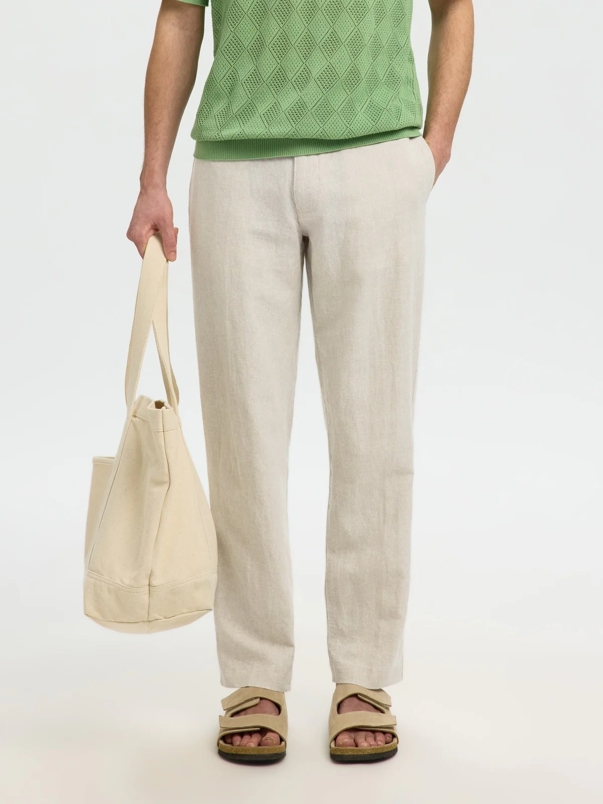 Leroy straight lin bukse - pure cashmere - Image 4