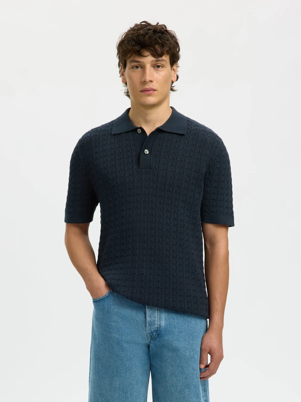 Mattis knit polo t-skjorte - sky captain - Image 3