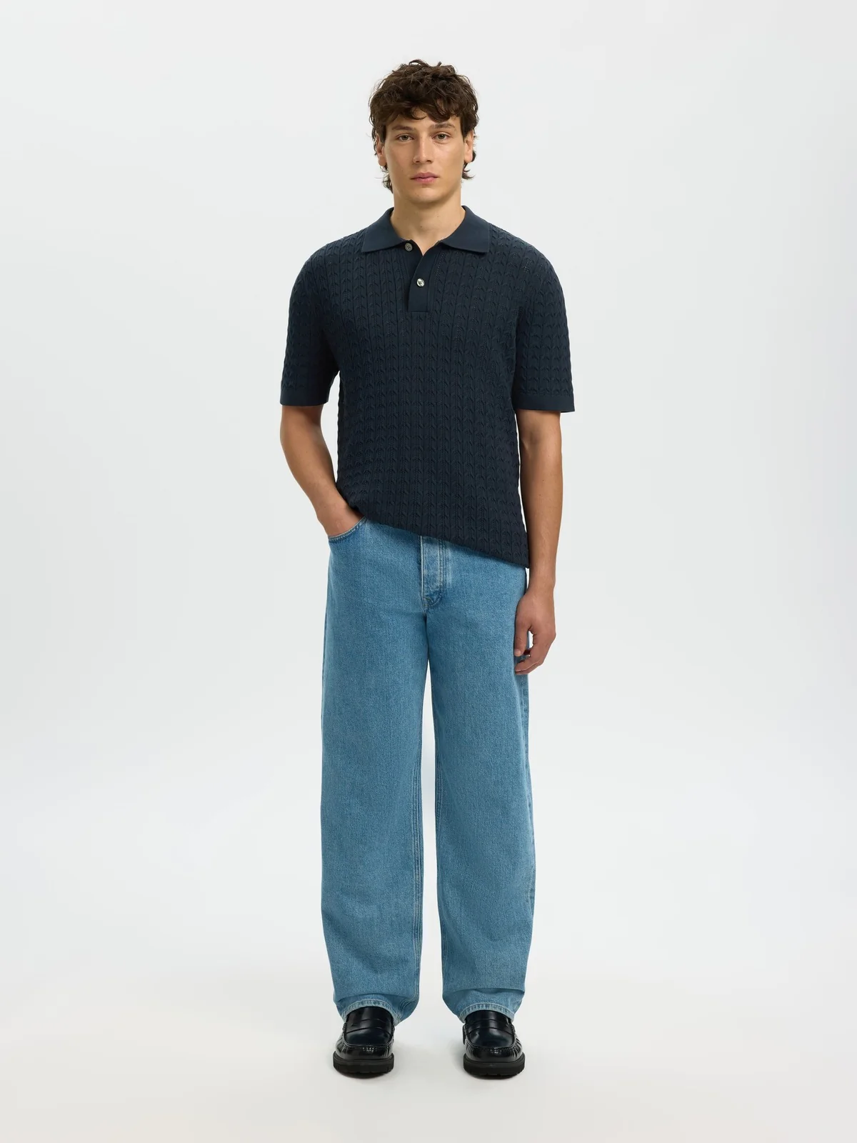 Mattis knit polo t-skjorte - sky captain - Image 4