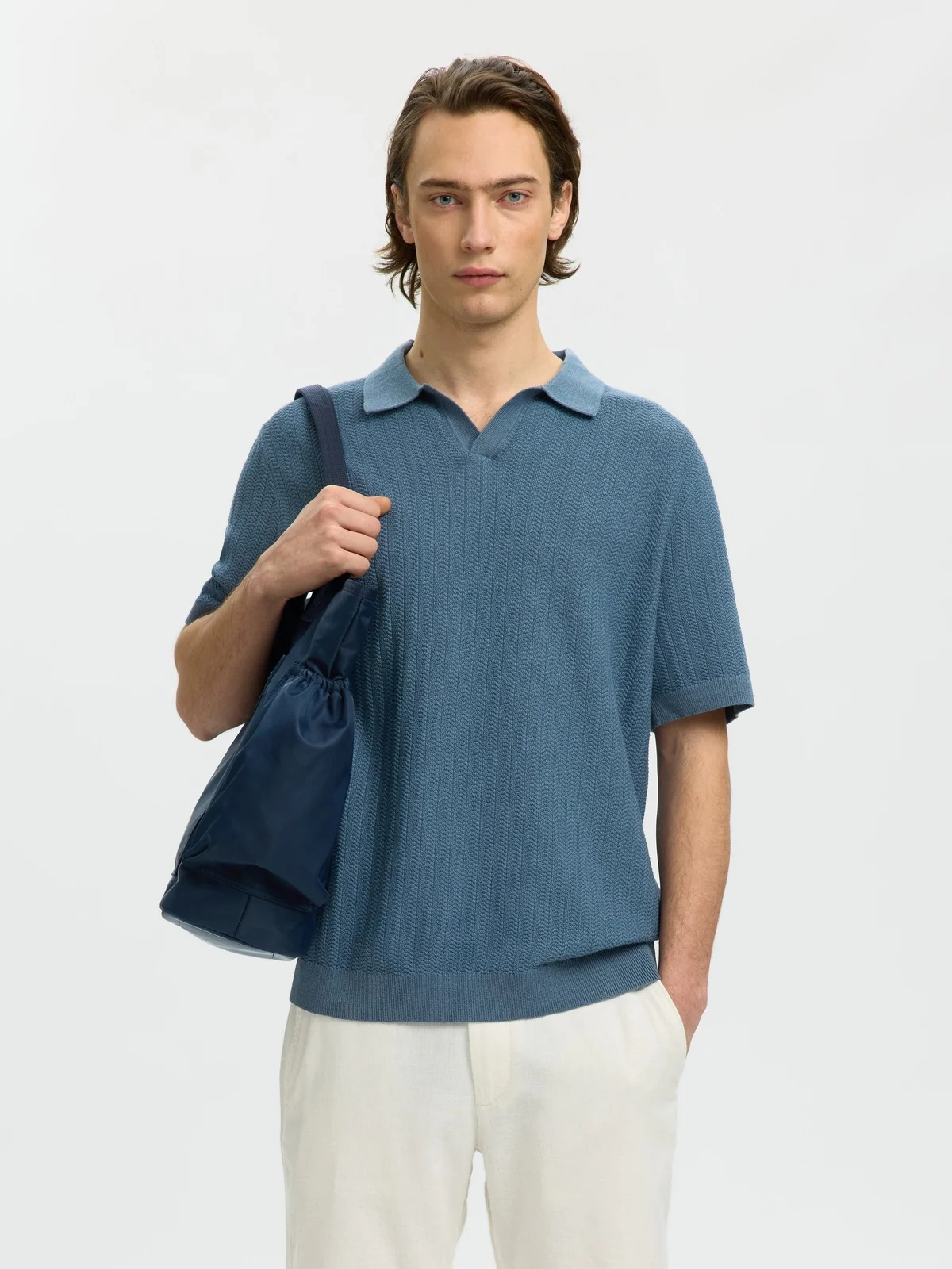 Mattis lin blend polo t-skjorte - blue mirage - Image 2