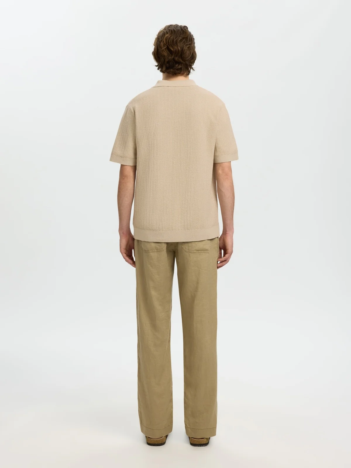 Mattis lin blend polo t-skjorte - oatmeal - Image 3