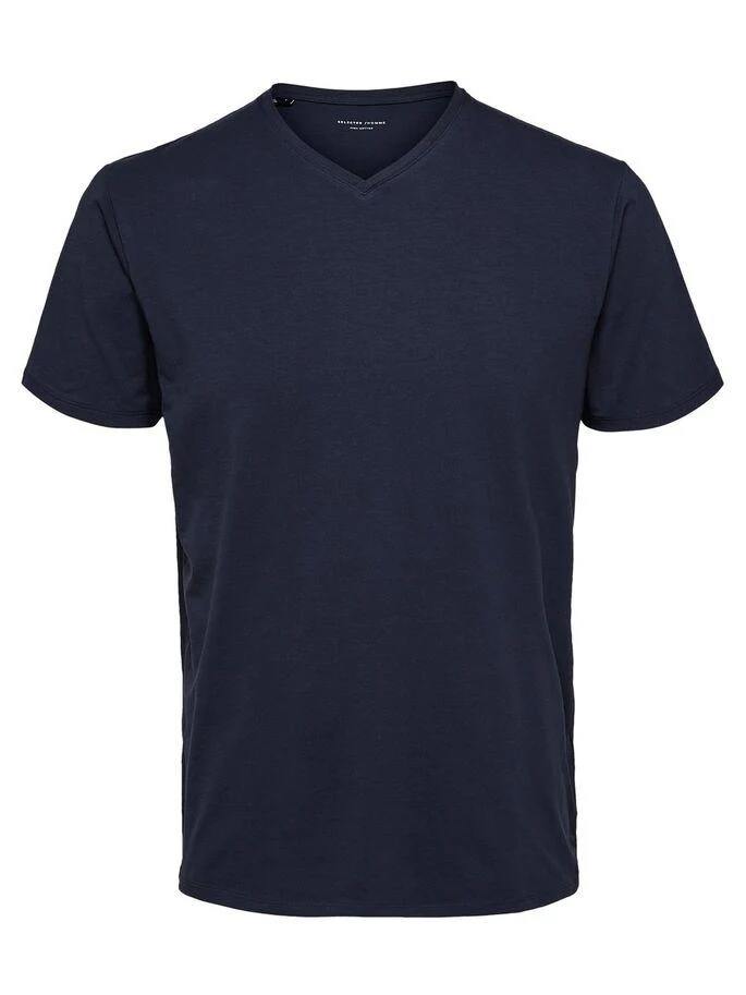 New pima v-neck t-skjorte - marineblÄ