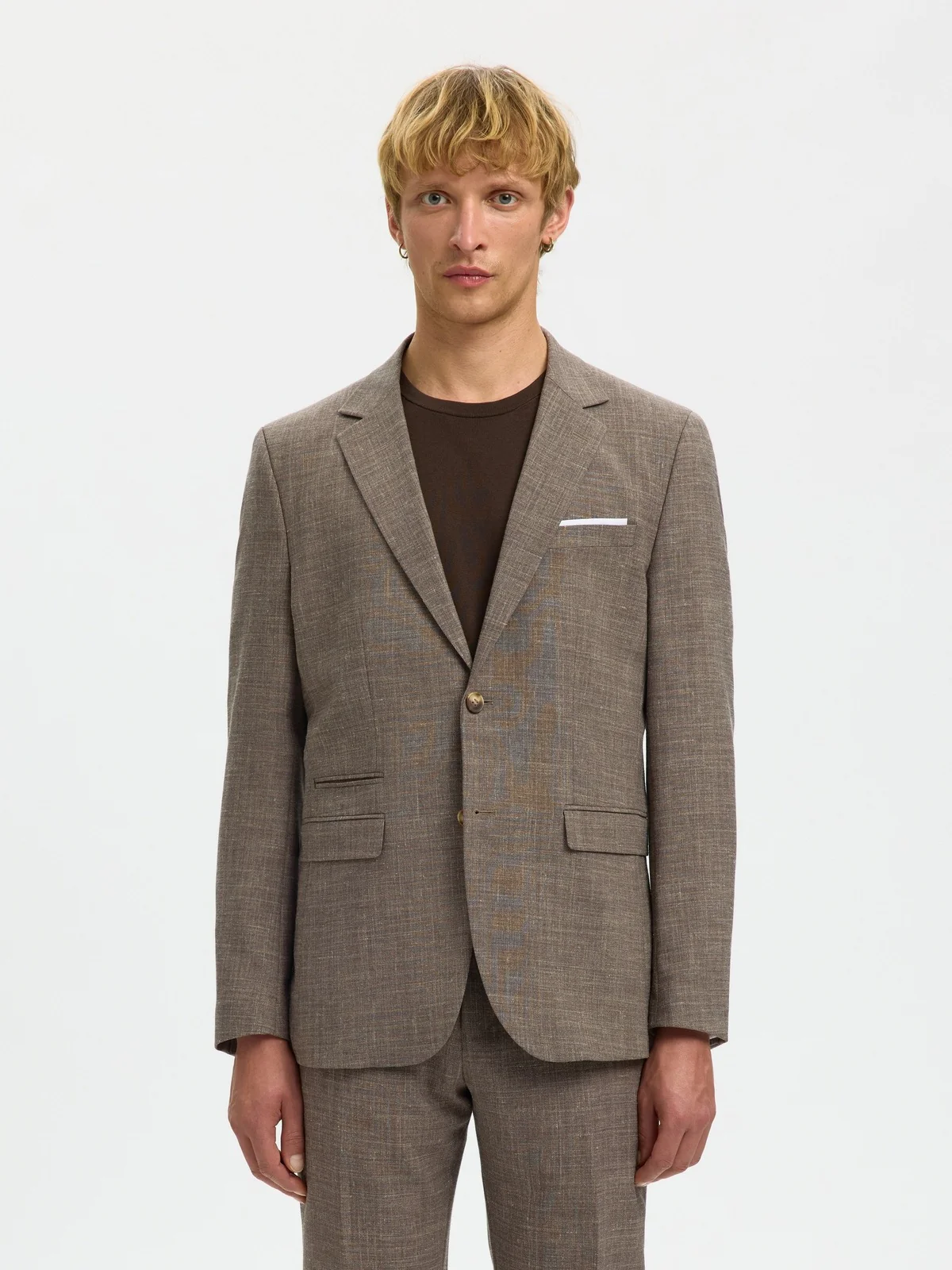 Oasis lin blazer - dark sand melange - Image 3