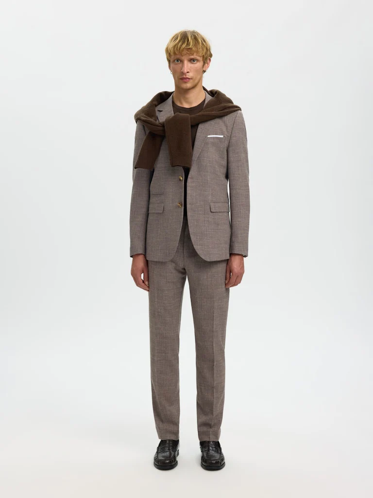 Oasis lin dressbukse - dark sand melange - Image 3