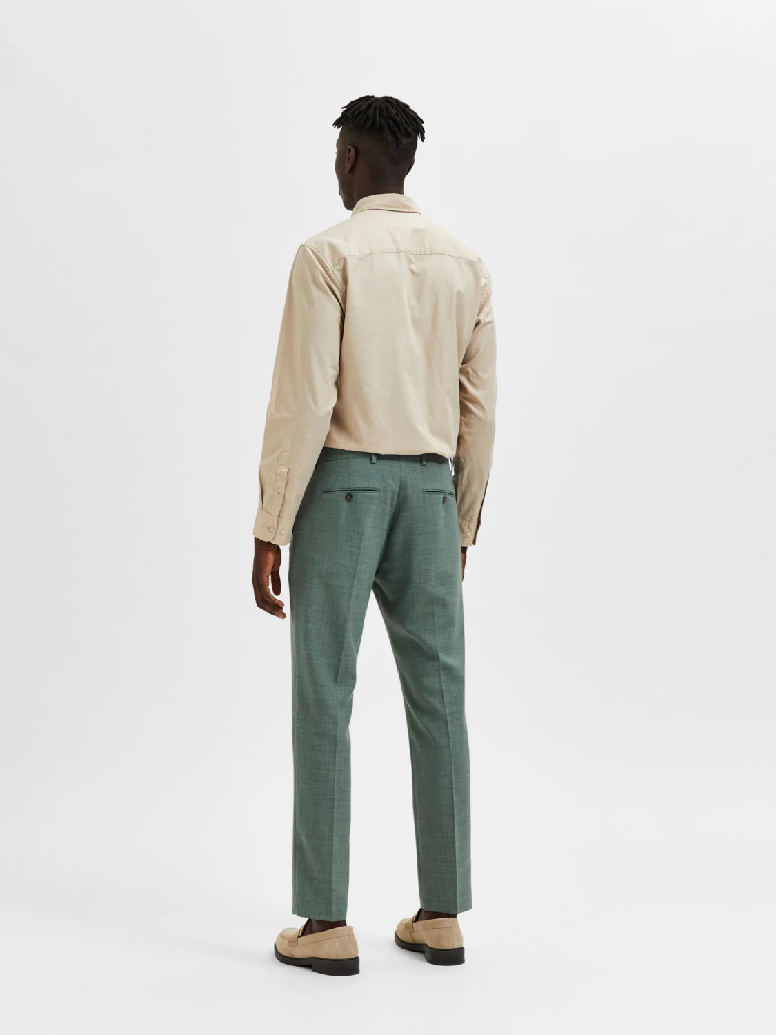 Oasis lin dressbukse - light green melange - Image 5
