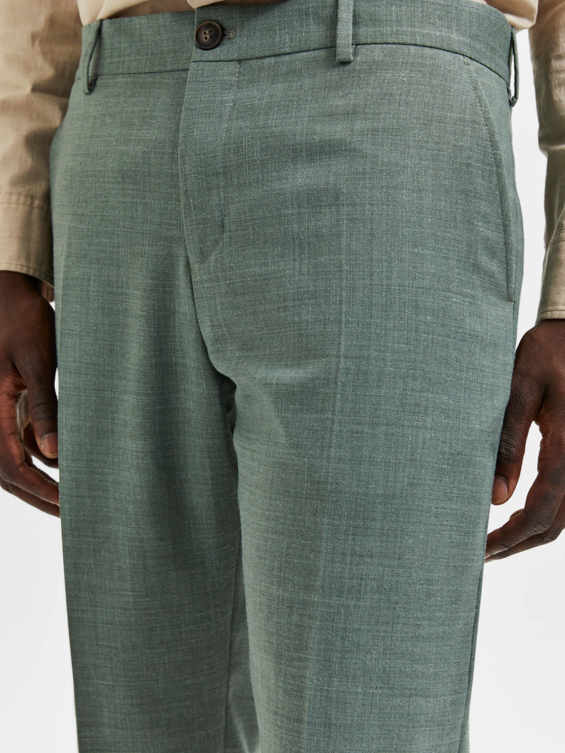 Oasis lin dressbukse - light green melange - Image 6