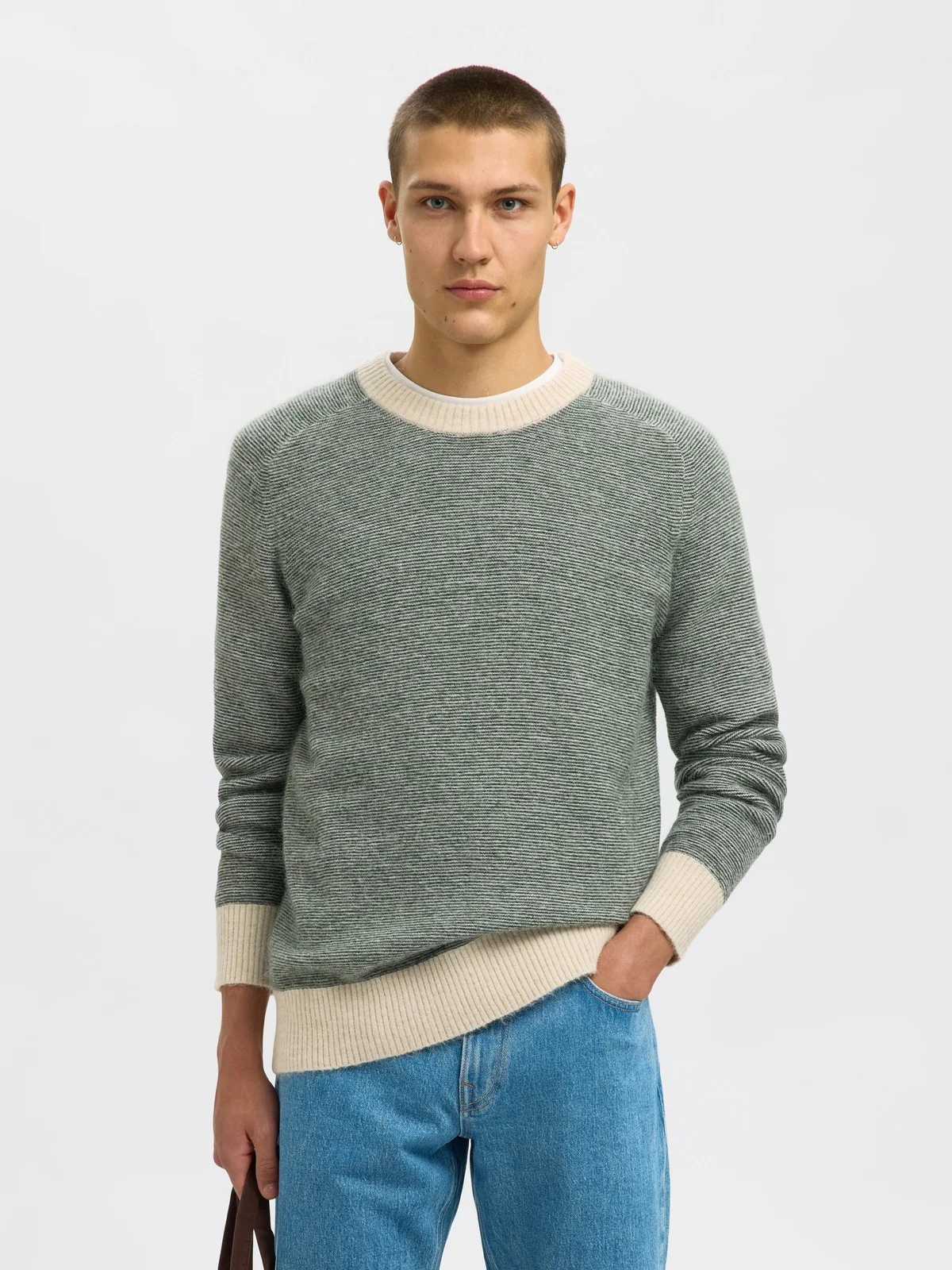 Rai knit crew neck genser - deep forest - Image 2