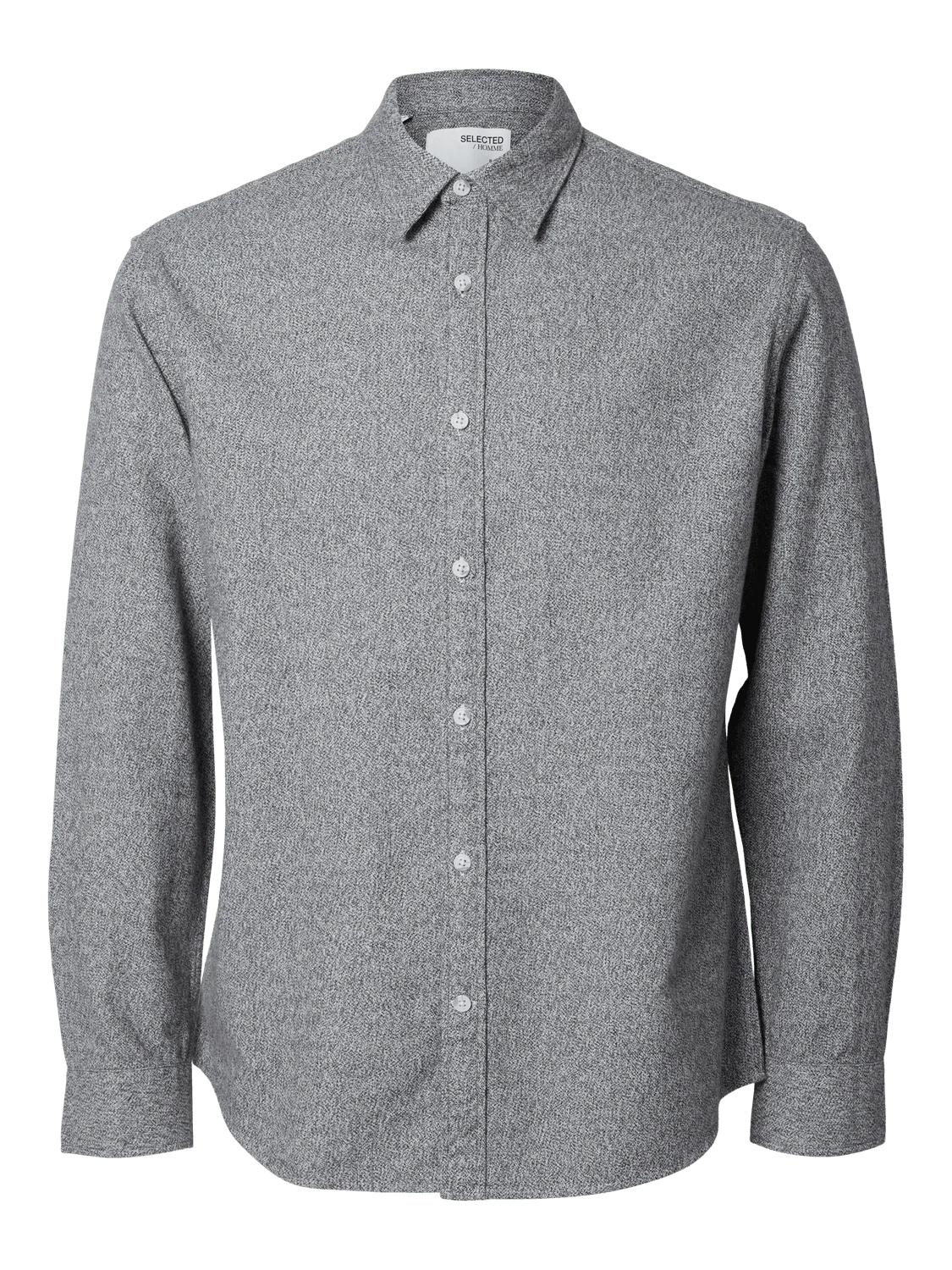Reg owen flannel skjorte- grey melange
