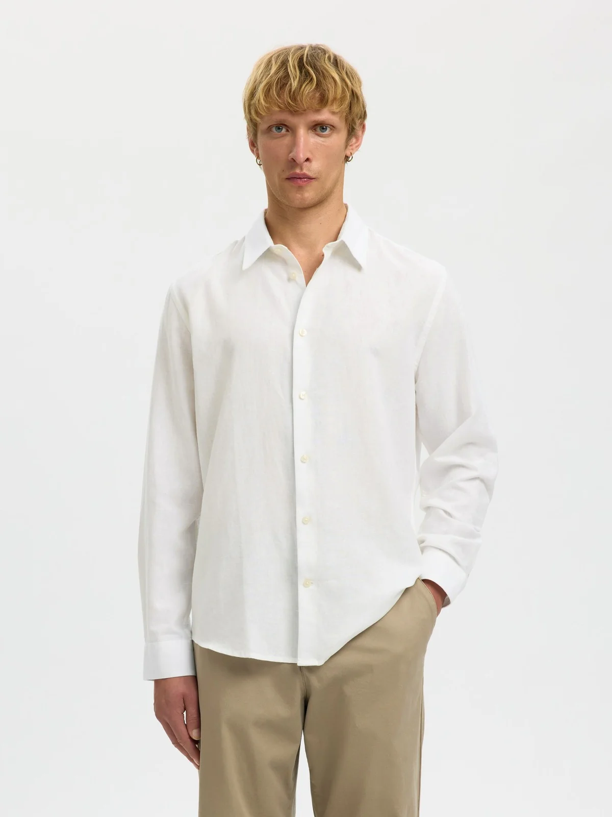 Regclaus clay linenblend skjorte - bright white - Image 2