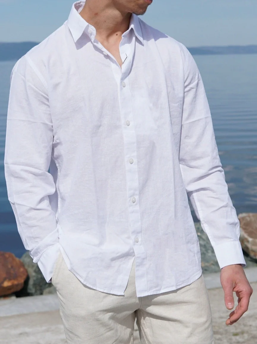 Regnew linskjorte - bright white - Image 2