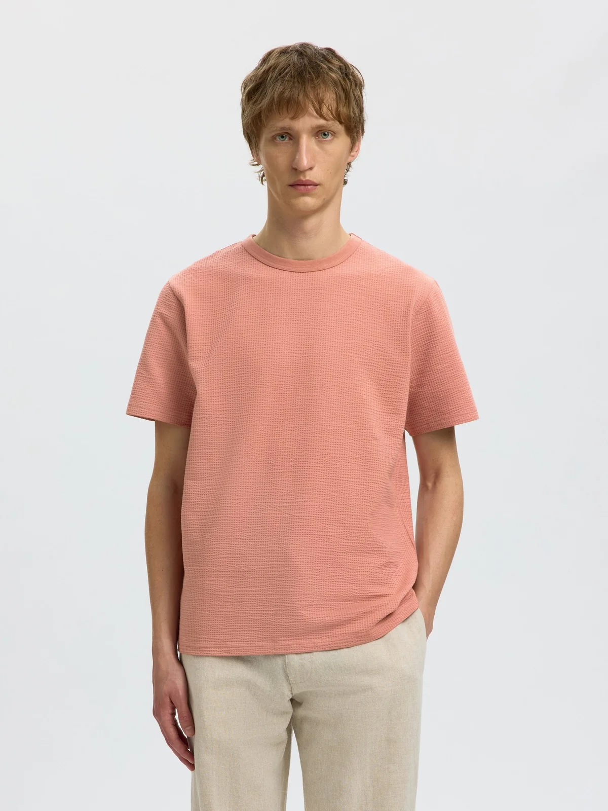 Sander seersucker t-skjorte - rose dawn - Image 2