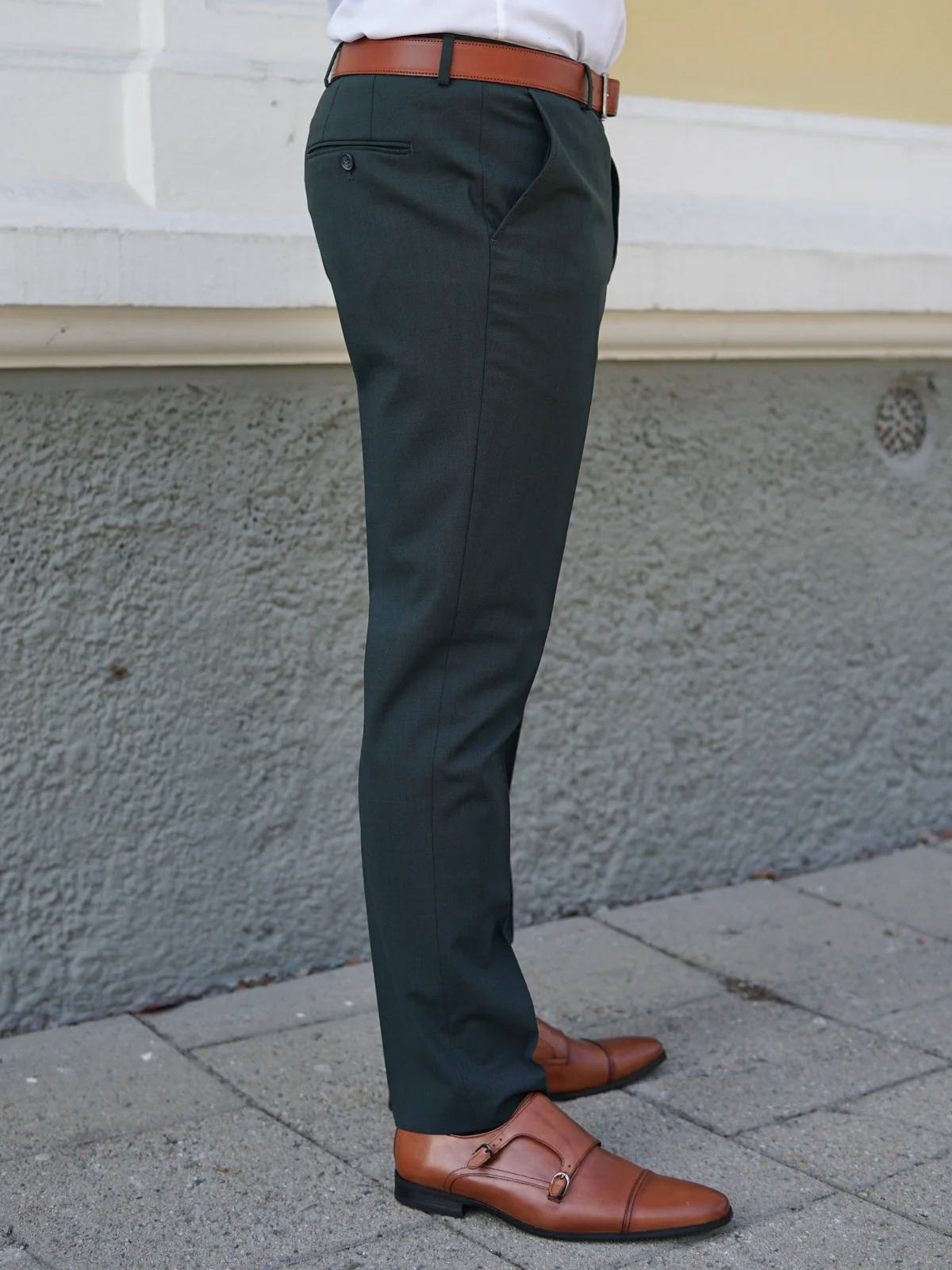 Slim elon dressbukse - dark green - Image 3