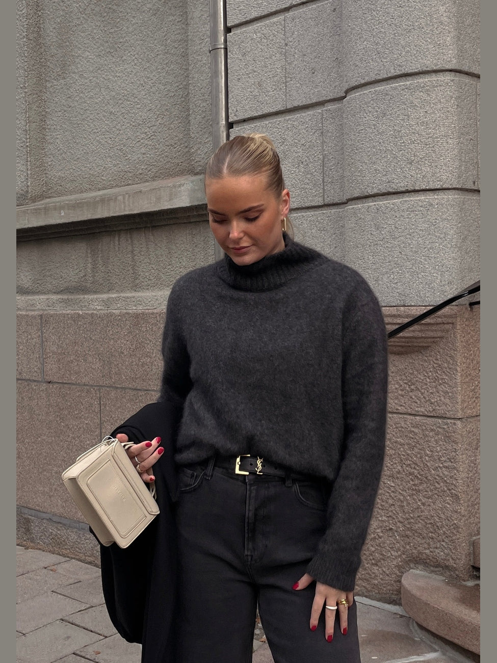 Jade genser - dark grey melange
