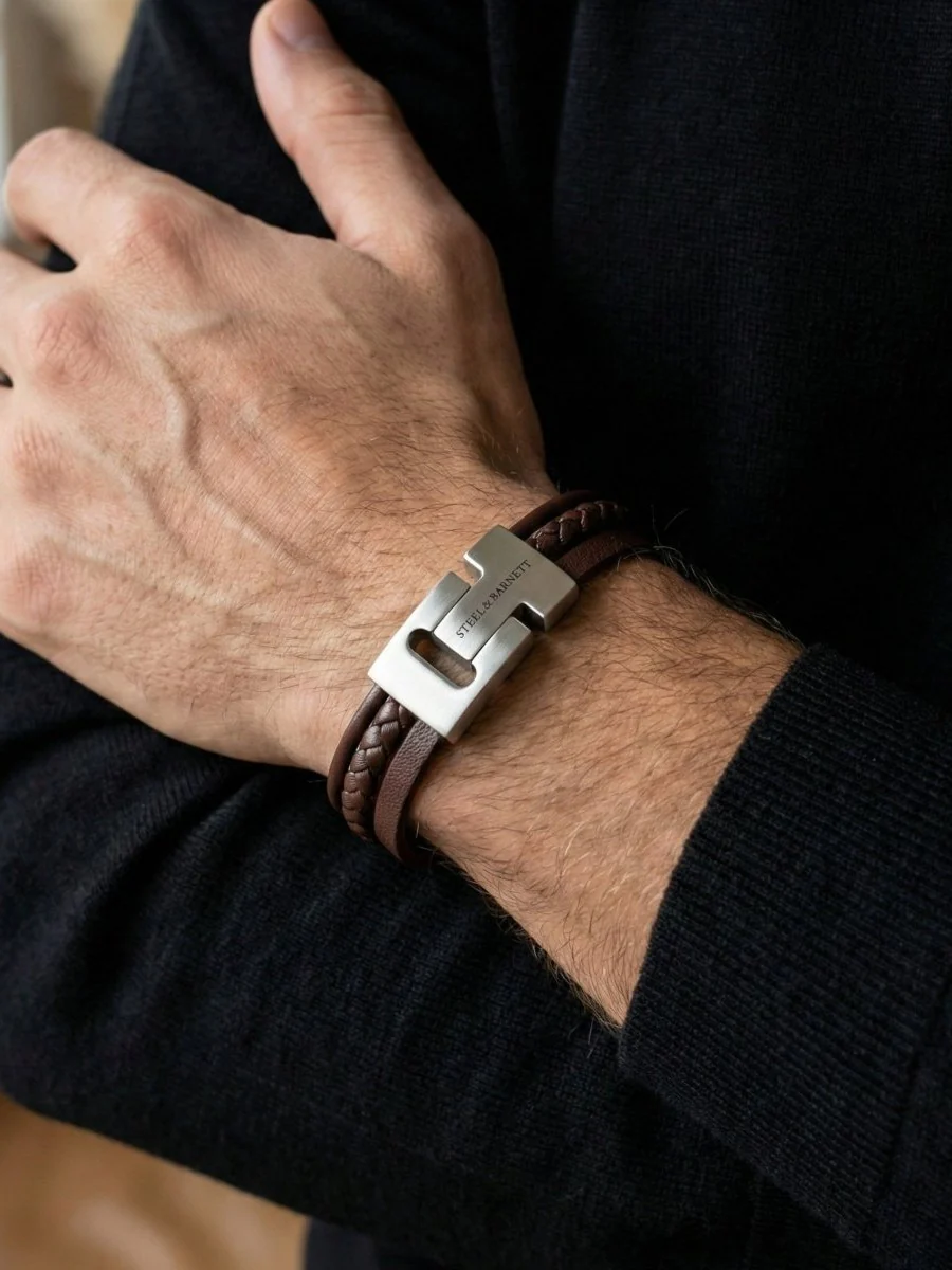 Leather bracelet casual cole - brown - Image 2