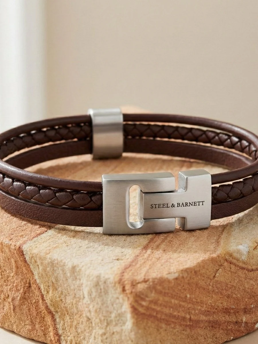 Leather bracelet casual cole - brown - Image 3