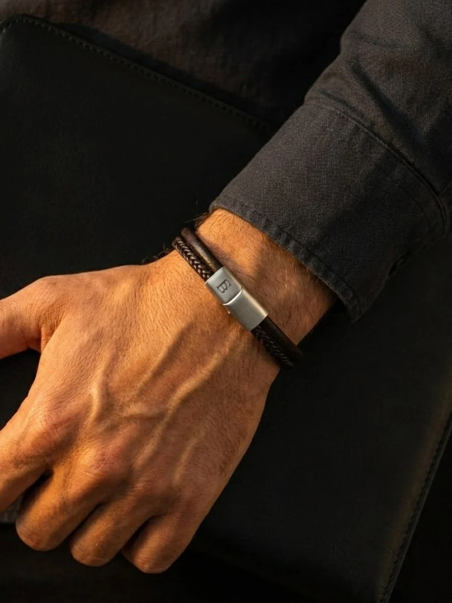 Leather bracelet denby - brown