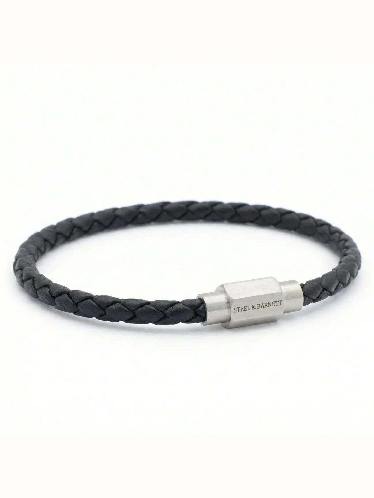 Leather bracelet luke landon - black/silver - Image 3