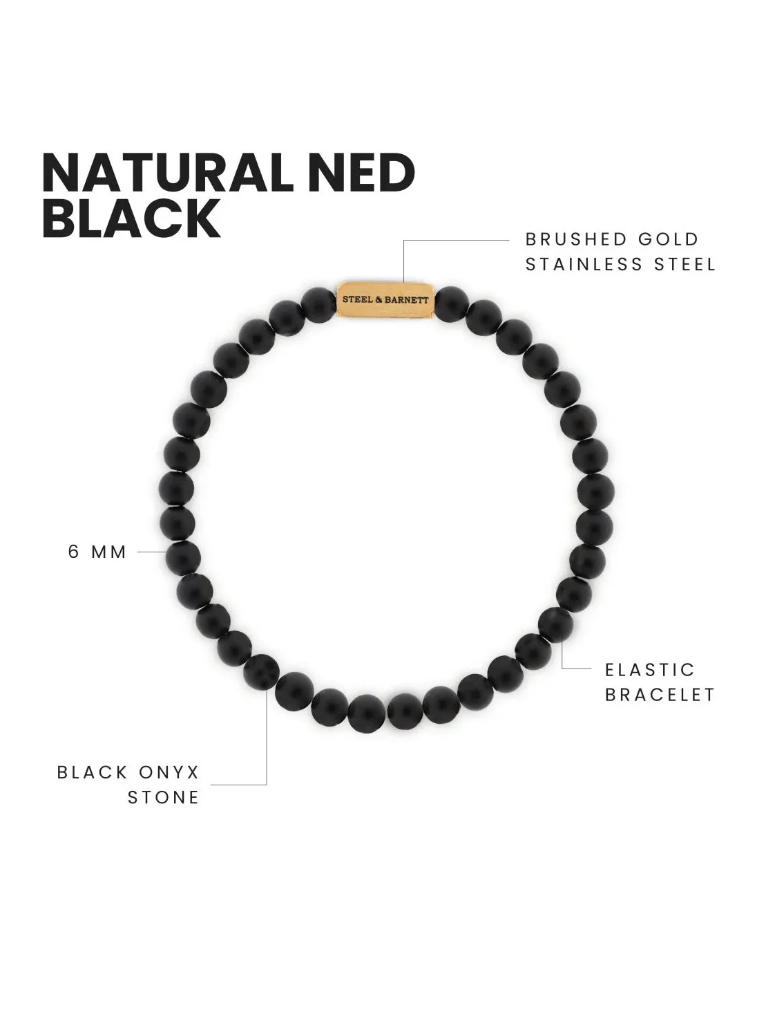 Stones bracelet natural ned - matt black/ gold - Image 3