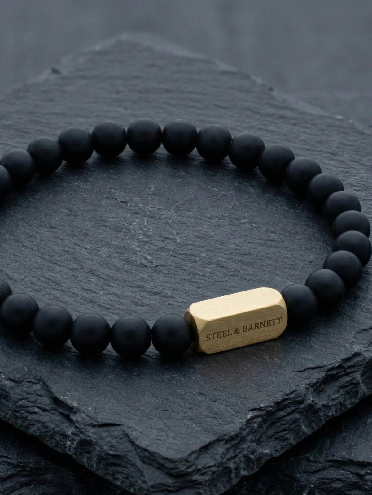Stones bracelet natural ned - matt black/ gold - Image 4