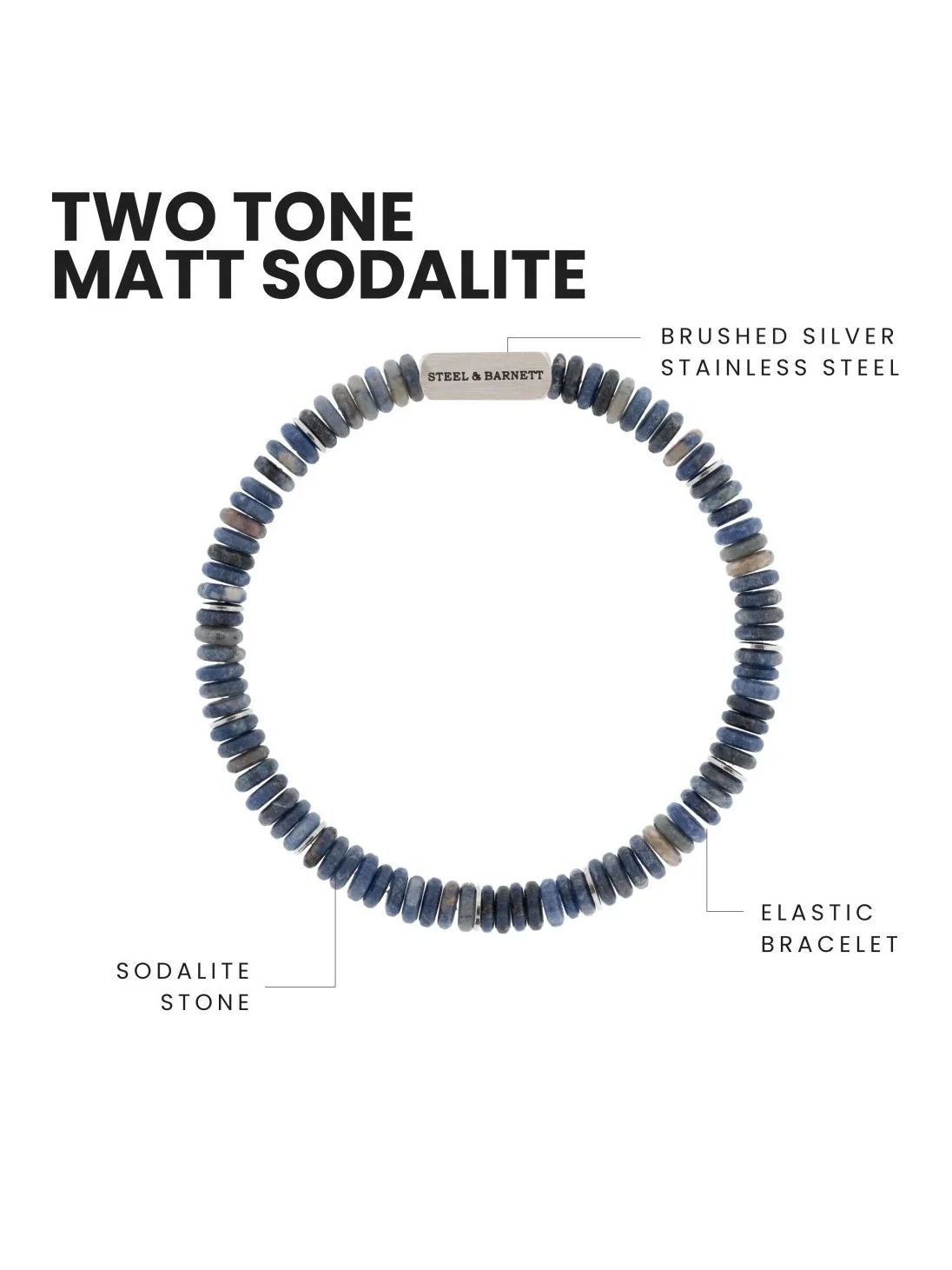Stones bracelet two tone - matt sodalite - Image 5