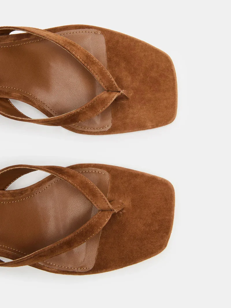 Tracie kitten heel sandal - chestnut suede - Image 4