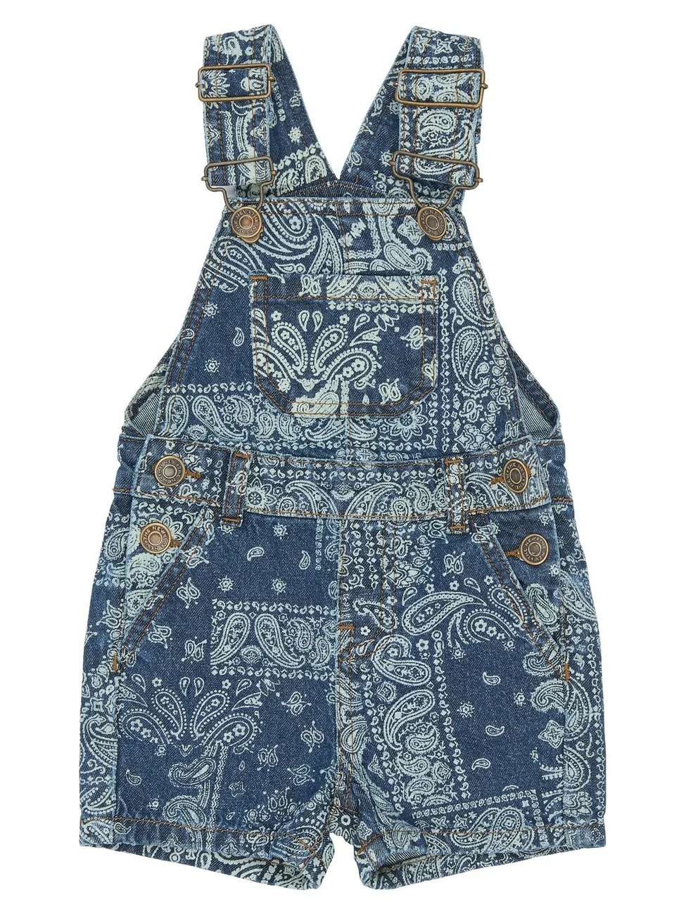 STORY SHORT DENIM DUNGAREES - Medium Blue Denim