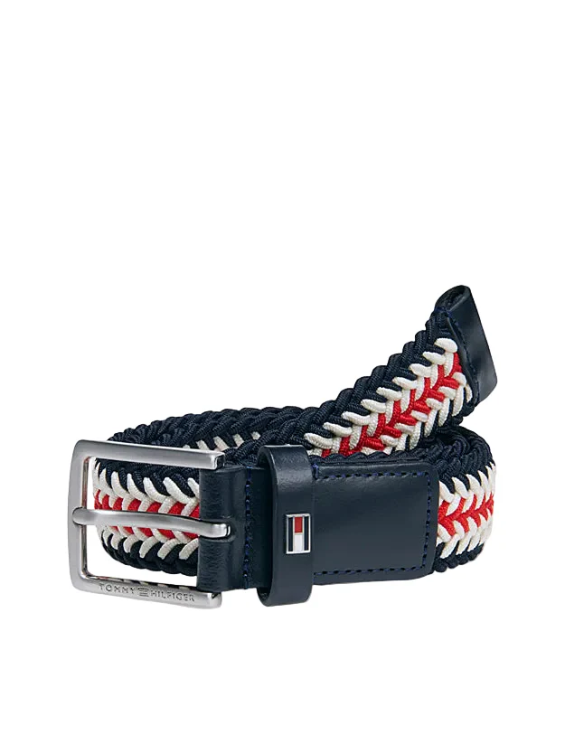 BRAIDED ELASTICATED BELTE - Deep Rouge Stripe
