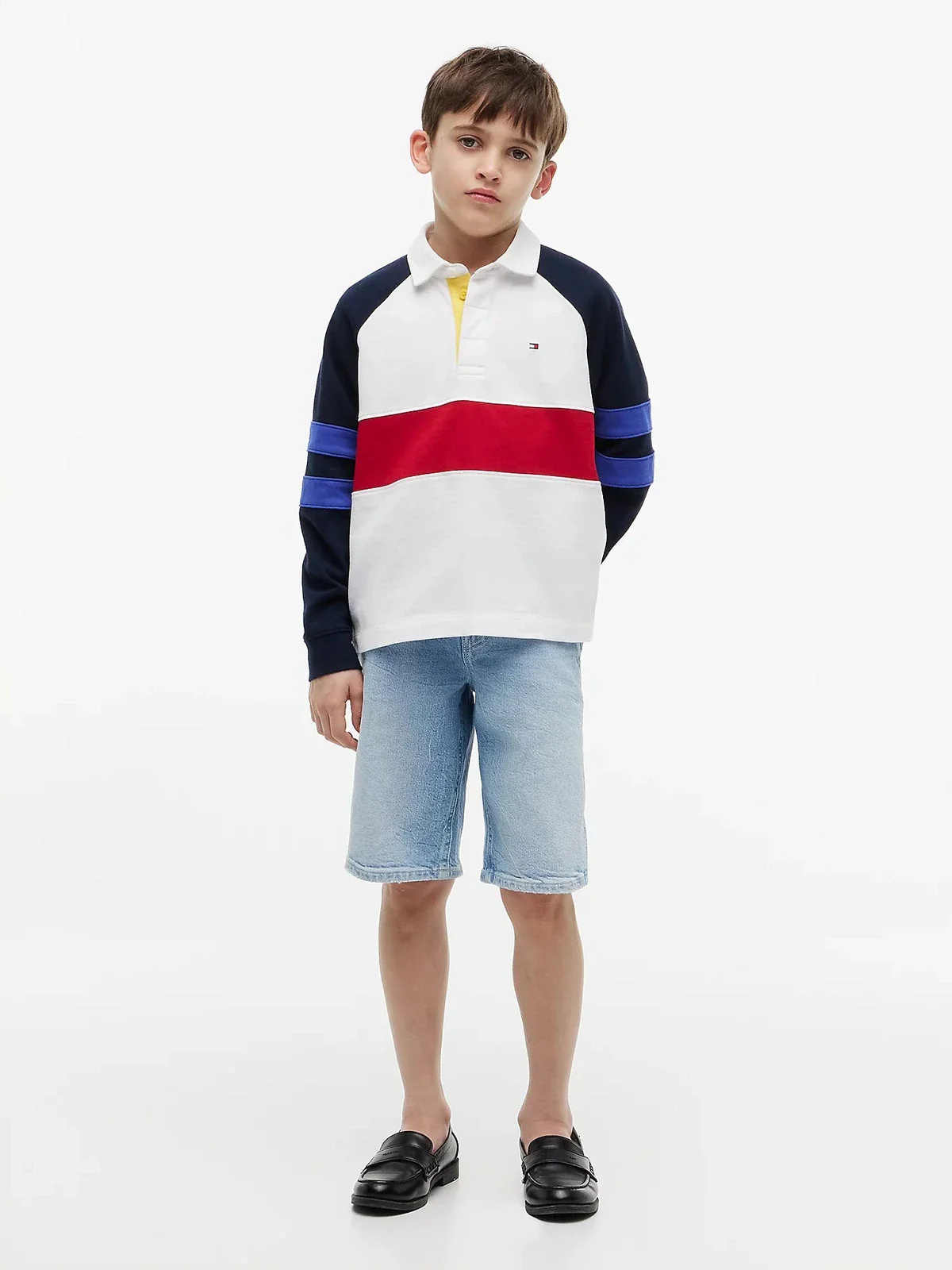 COLOURBLOCK POLO SWEATSHIRT - WHITE - Image 6