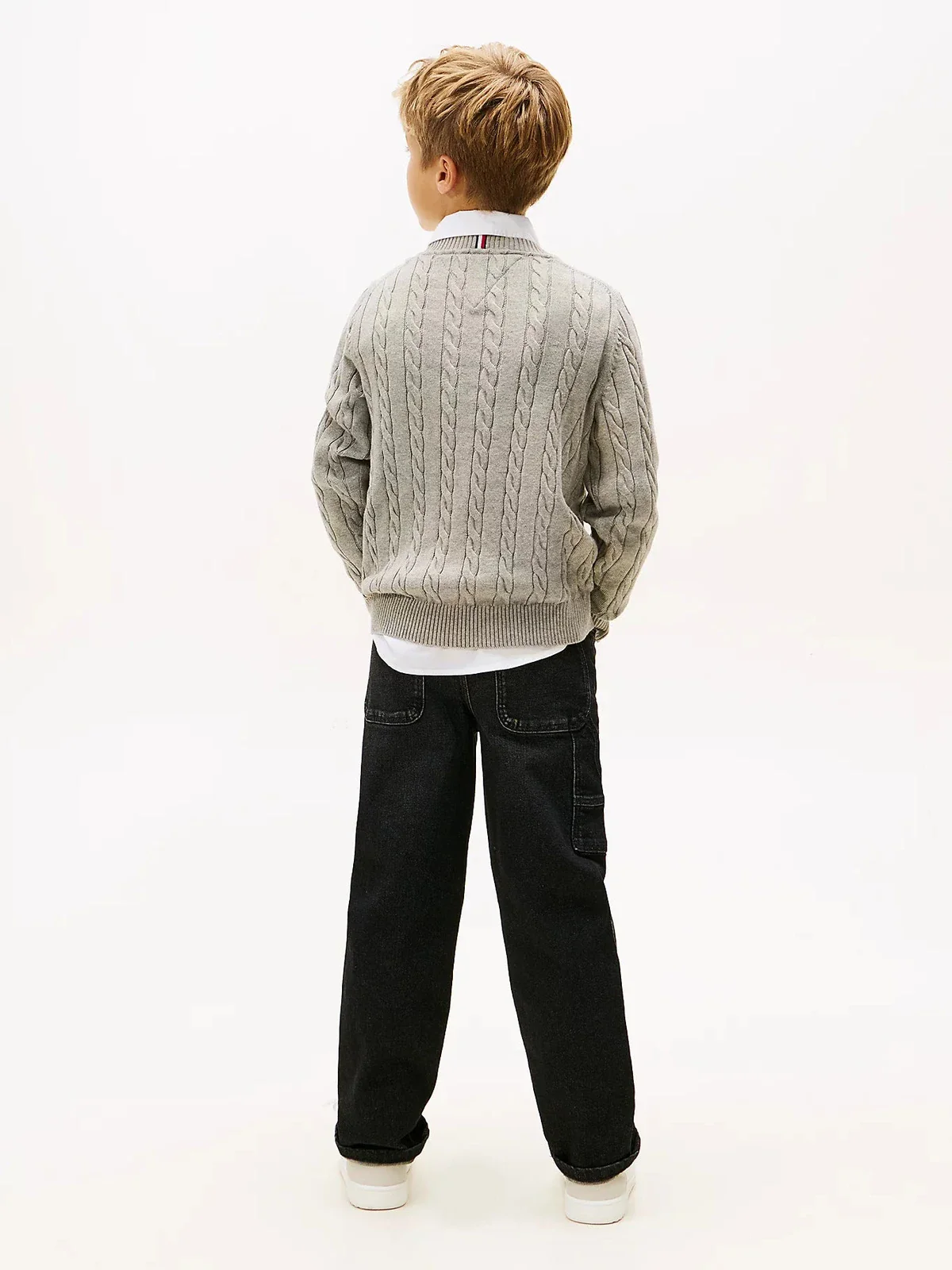 COTTON CABLE GENSER - Mid Grey Heather - Image 3