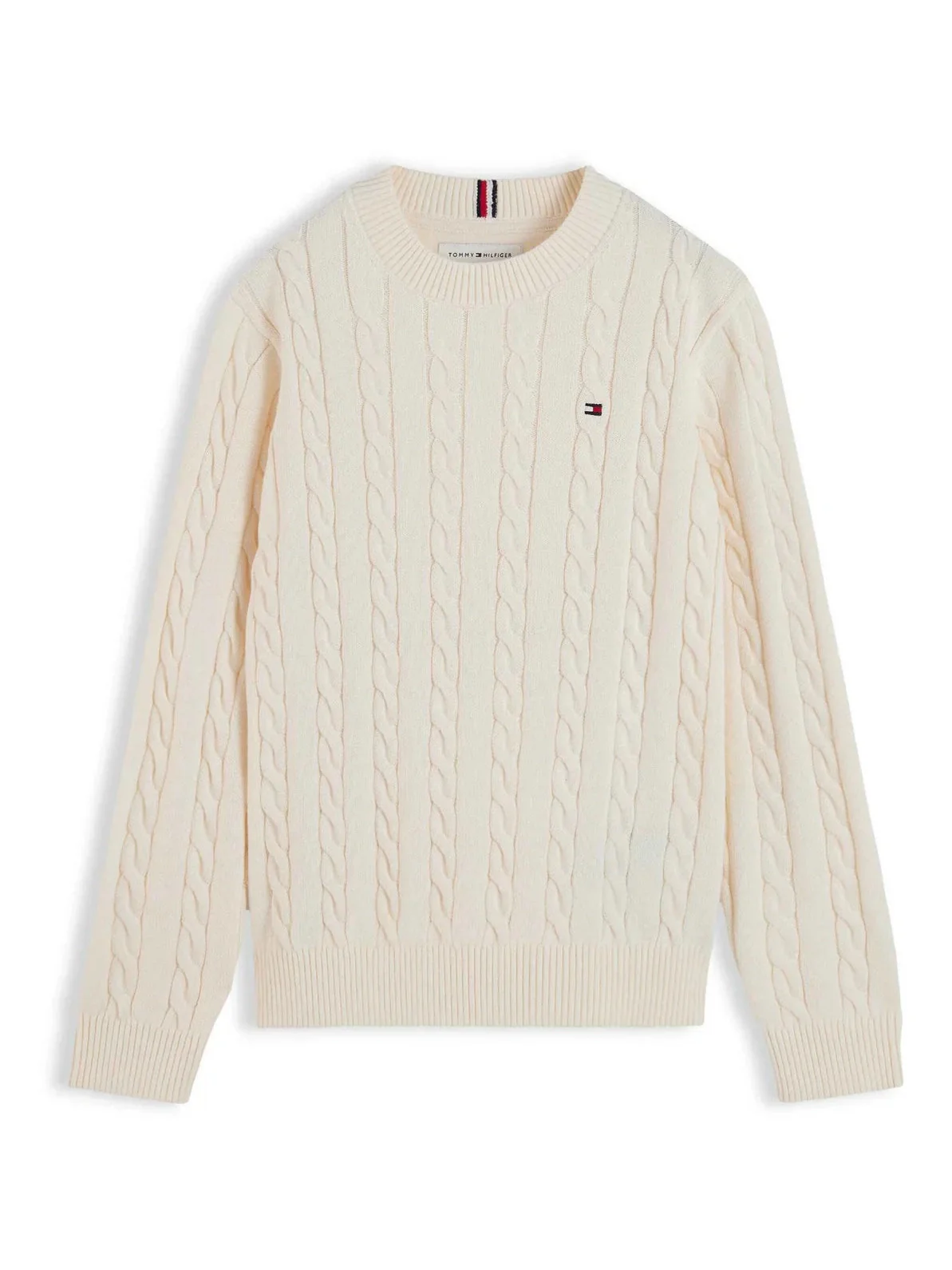COTTON CABLE SWEATER - Ivory Petal