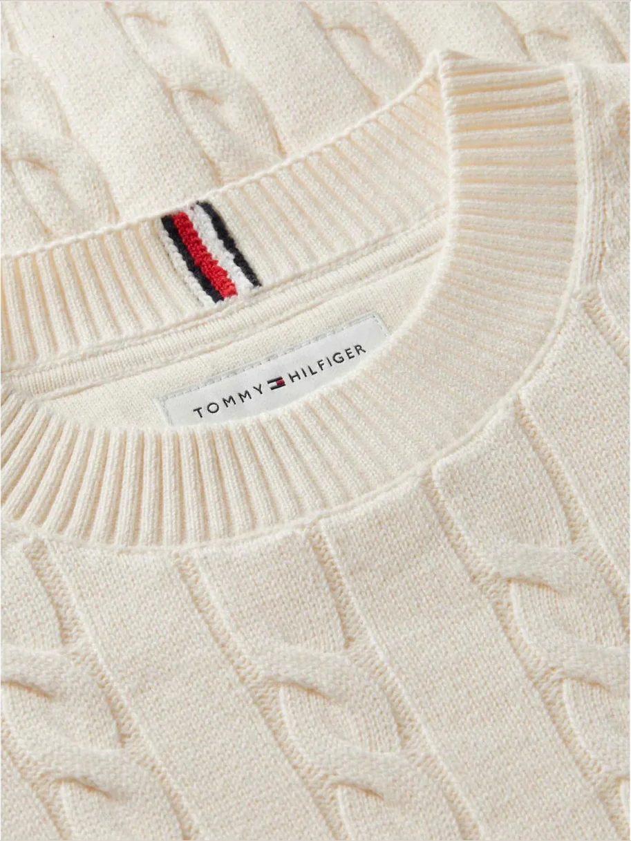 COTTON CABLE SWEATER - Ivory Petal - Image 3