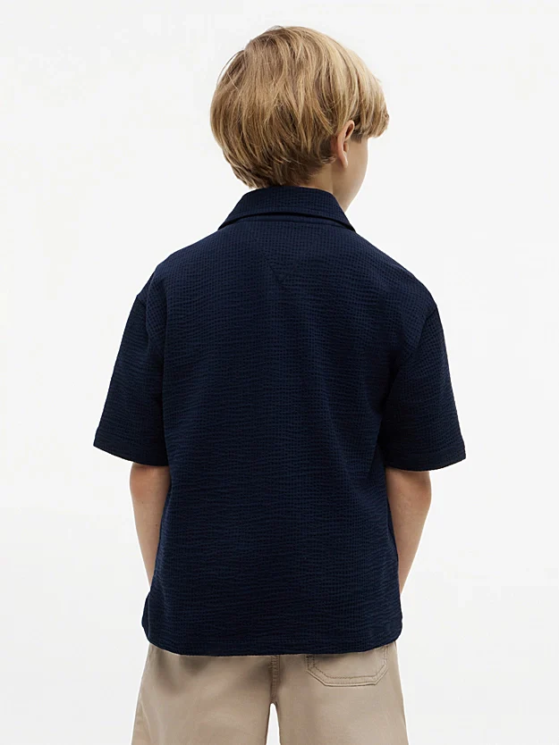 JERSEY SEERSUCKER SKJORTE - Dark Night Navy - Image 2