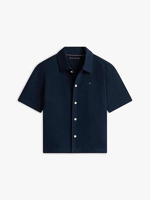 JERSEY SEERSUCKER SKJORTE - Dark Night Navy - Image 3
