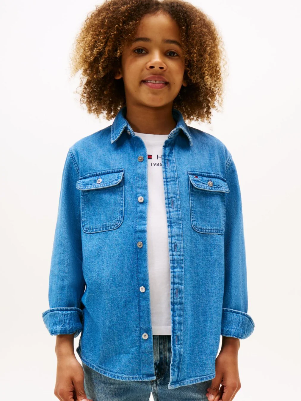 MID BLUE DENIM SKJORTE - Denim Medium Blue - Image 2